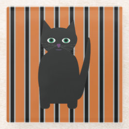 Posavasos De Vidrio Divertidos y divertidos gatos negros de Halloween