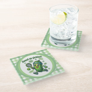 Posavasos De Vidrio Diviértete con Cute Dulce como Pickles Pickleball