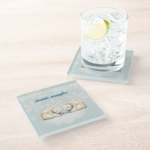 Posavasos De Vidrio Doble huggles Baby Shower gemelo