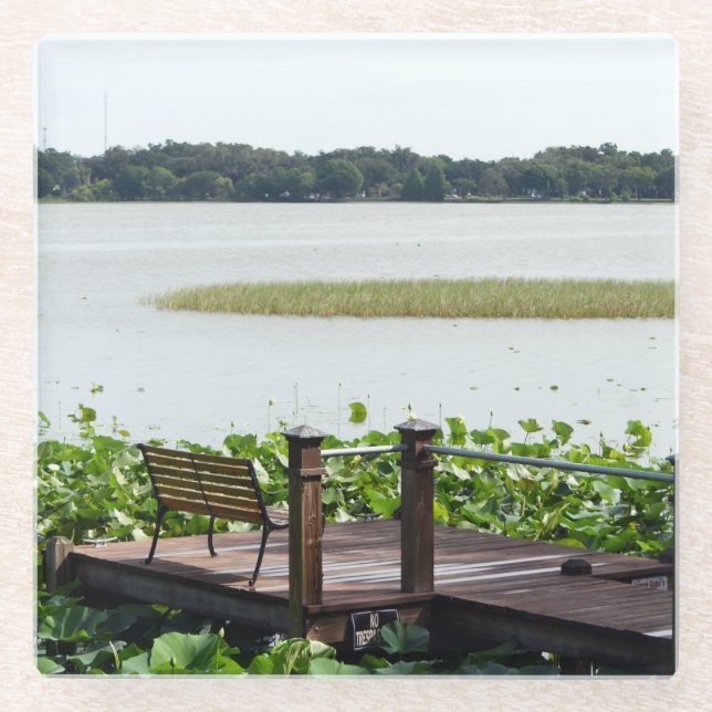 Posavasos De Vidrio Dock en el lago Hollingsworth (Anverso)