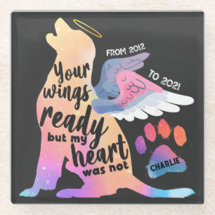 Posavasos De Vidrio Dog Mascota Memorial Acuarela Cuidada Diseño Amor