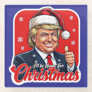 Posavasos De Vidrio Donald Trump Navidades Santa Claus Art