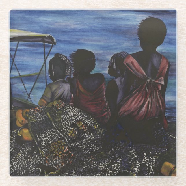 Posavasos De Vidrio ¿Dónde está papá? Isla Harbour (Anverso)