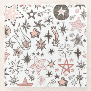 Posavasos De Vidrio Doodle Cómicos: Estrellas y Cometas