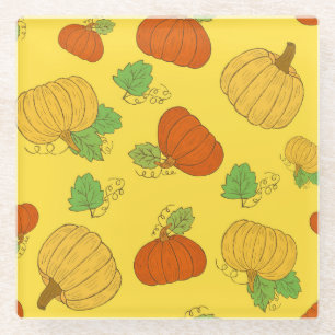 Posavasos De Vidrio Doodle de calabaza: Mano sin soldadura