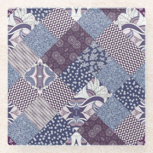 Posavasos De Vidrio Doodle De Patchwork: Viejo Boho Seamless.