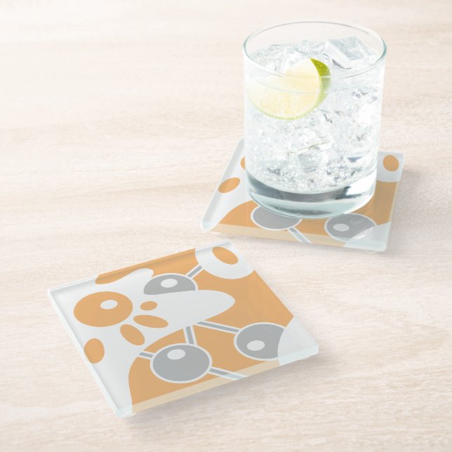 Posavasos De Vidrio Doodle moderno gris gris 1 (Angular)