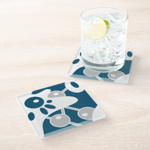 Posavasos De Vidrio Doodle moderno Ocean Blue 1