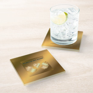 POSAVASOS DE VIDRIO DORADO
