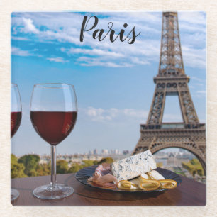 Posavasos De Vidrio Dos copas de vino en un café en París