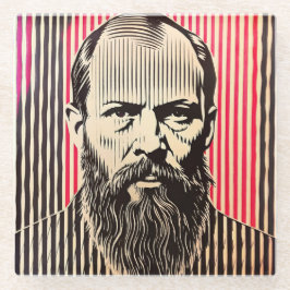 Posavasos De Vidrio Dostoevsky en estilo de ilusión óptica BAUHAUS