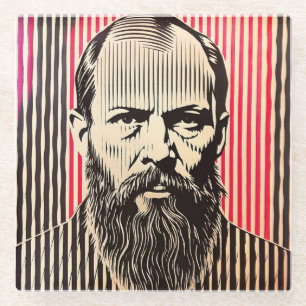 Posavasos De Vidrio Dostoevsky en estilo de ilusión óptica BAUHAUS