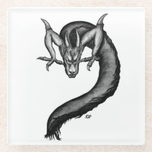 Posavasos De Vidrio Dragón al estilo del tatuaje