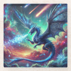 Posavasos De Vidrio Dragón azul