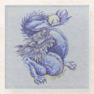 Posavasos De Vidrio Dragón azul