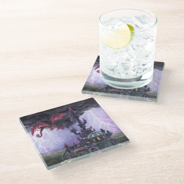 Posavasos De Vidrio Dragon Castle ART (Angular)