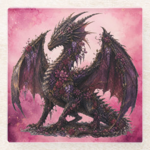 Posavasos De Vidrio Dragón Flor Dragón de Fantasía Botánica