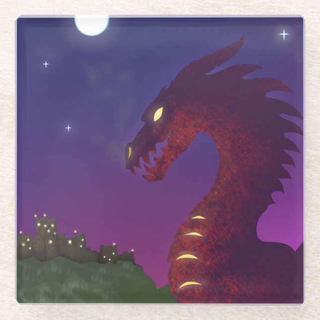 Posavasos De Vidrio Dragón medieval (Anverso)