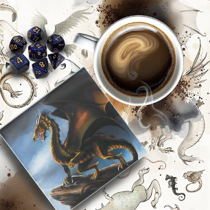 Posavasos De Vidrio Dragón negro de oro de cobre