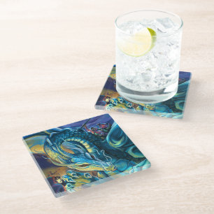 Posavasos De Vidrio Dragon Rider Fantasy Art