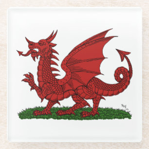 Posavasos De Vidrio Dragón Rojo de Gales