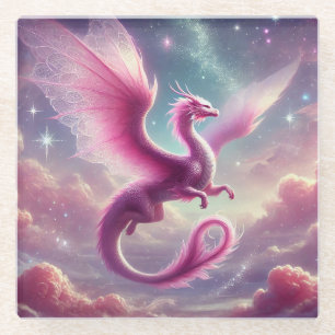 Posavasos De Vidrio Dragón rosa