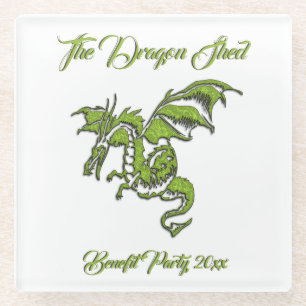 Posavasos De Vidrio Dragón verde en plata