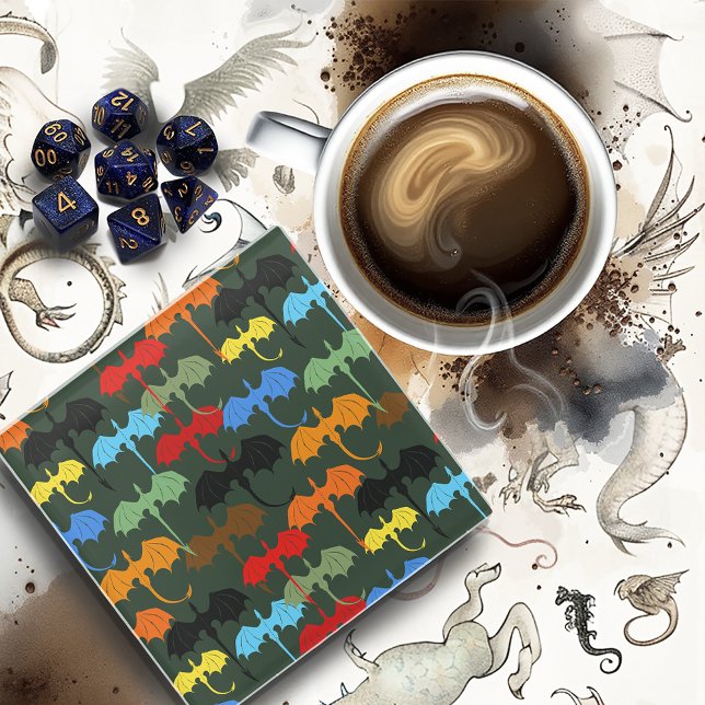 Posavasos De Vidrio Dragones Fantasía de Vuelo Verde (Subido por el creador)