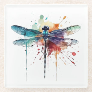 Posavasos De Vidrio Dragonfly acuático vibrante