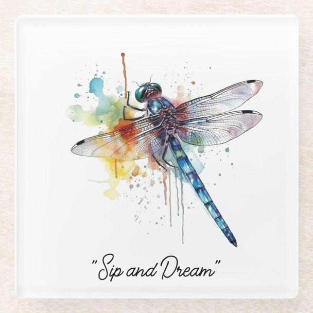Posavasos De Vidrio Dragonfly Dreamscape, custom (Anverso)
