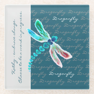 Posavasos De Vidrio Dragonfly (Verde azulado) - Monasterio de vidrio p