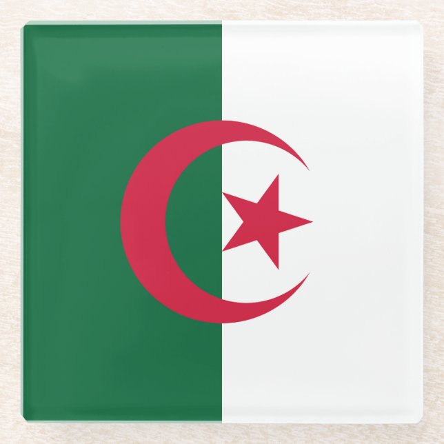 Posavasos De Vidrio Drapeau Algérie (Anverso)
