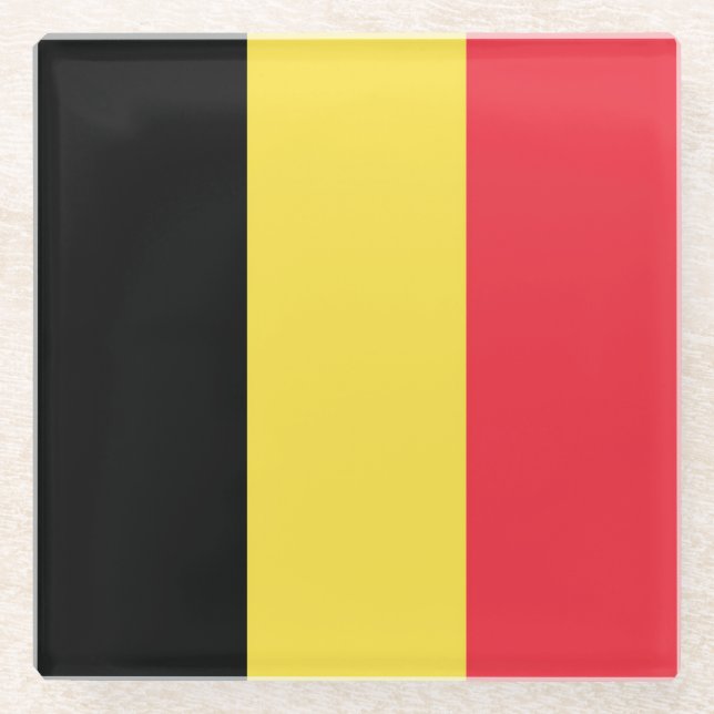 Posavasos De Vidrio Drapeau Belgique Tricolore (Anverso)
