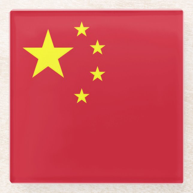 Posavasos De Vidrio Drapeau Chine (Anverso)