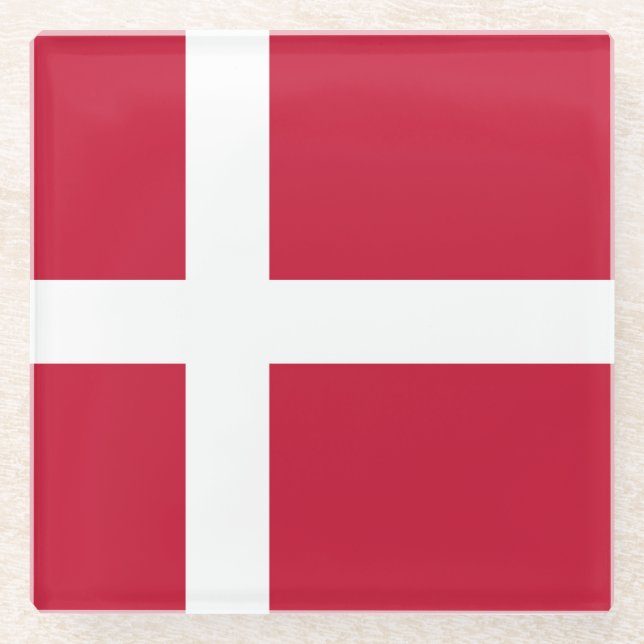Posavasos De Vidrio Drapeau Danemark  (Anverso)