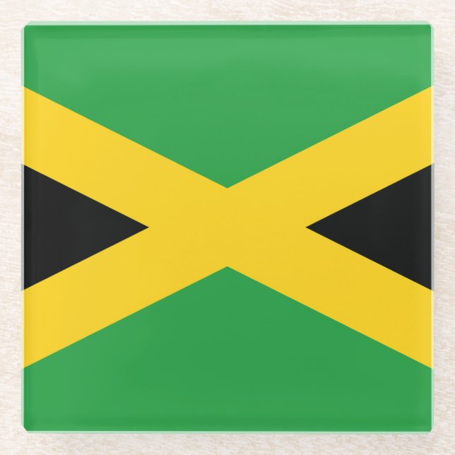 Posavasos De Vidrio Drapeau Jamaïque  (Anverso)