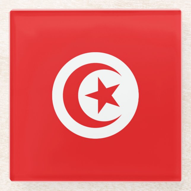 Posavasos De Vidrio Drapeau Tunisie (Anverso)
