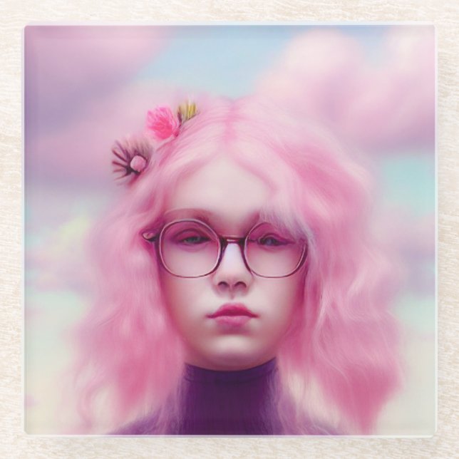 Posavasos De Vidrio Dreamy Pink (Anverso)