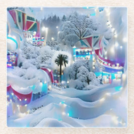 Posavasos De Vidrio Dreamy Winter Wonderland Lights
