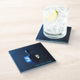 Posavasos De Vidrio Dreidel azul brillante