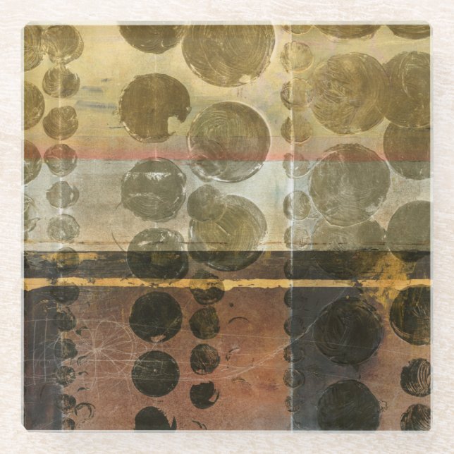 Posavasos De Vidrio Dropletas verdes circulares (Anverso)