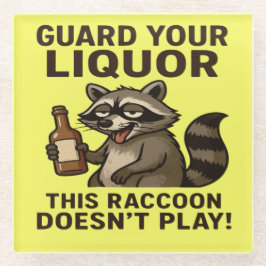 Posavasos De Vidrio Drunk Raccoon