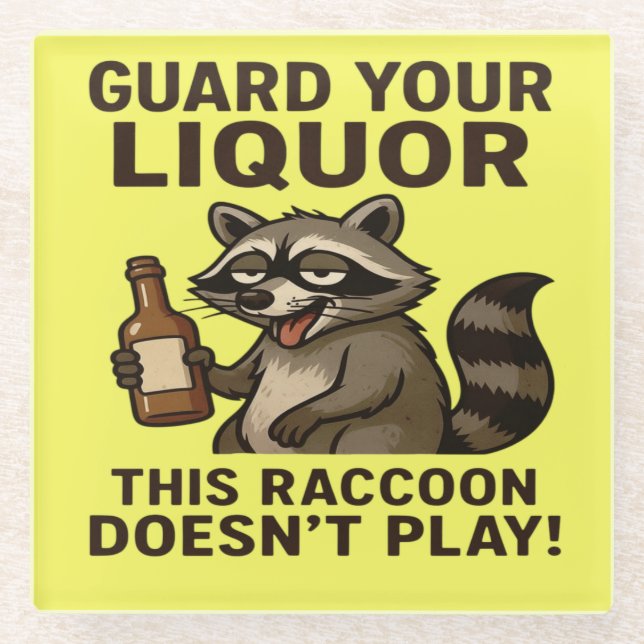 Posavasos De Vidrio Drunk Raccoon (Anverso)