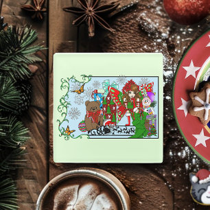 Posavasos De Vidrio Duende de Navidad Juguetes Verdes Festivos