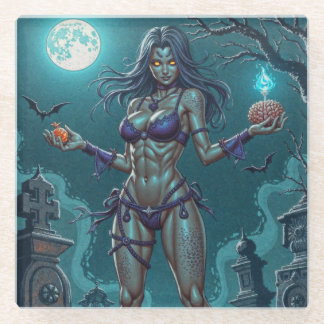 Posavasos De Vidrio Dulce de Halloween o Novia Zombi con Cerebros