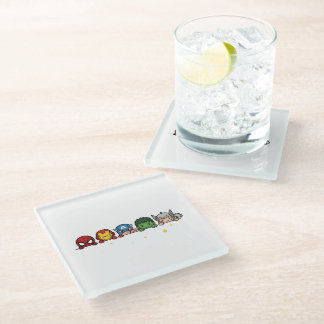 Posavasos De Vidrio Dulce equipo de superhéroes Chibi asomándose gráfi