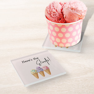 Posavasos De Vidrio Dulce helado verano aquí Scoop Baby Shower