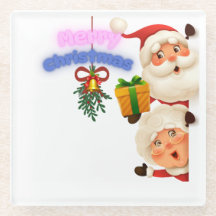 Dulce Santa y Sra. Claus Feliz Navidad Saludo 