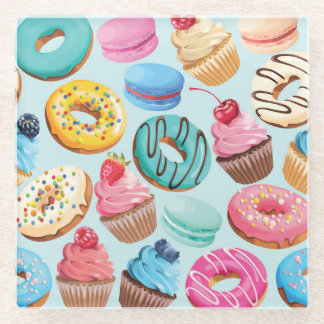 Posavasos De Vidrio Dulces dulces: Patrón de Delight.