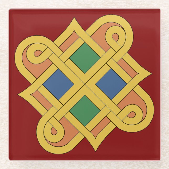 Posavasos De Vidrio Durrow Knotwork 2016 Glass Coaster (Anverso)